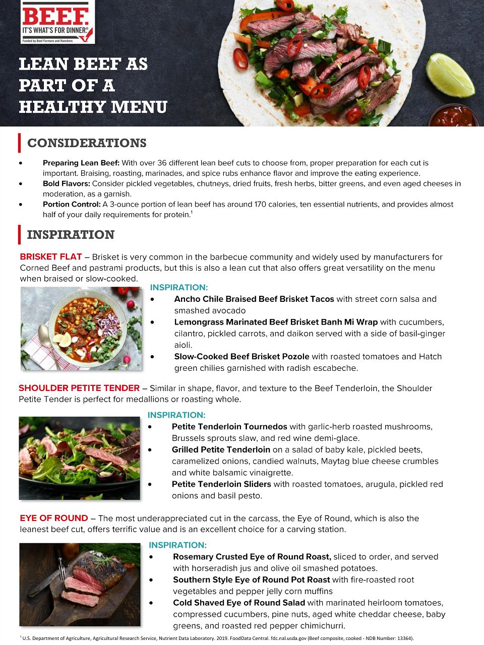Lean Beef as Part of a Healthy Menu